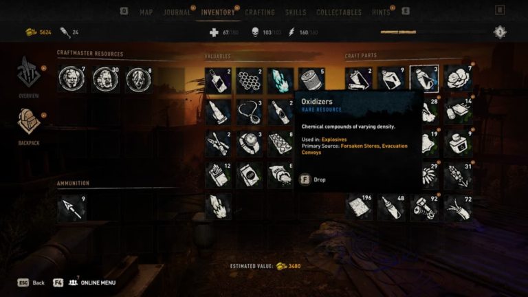 Где найти окислители в Dying Light 2